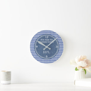 Reloj Redondo Mediano Personalizado Cute 8 en acrílico de plástico azul