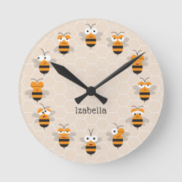 Reloj Redondo Mediano Personalizado Cute Funny Honey Bee Honeycomb