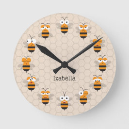 Reloj Redondo Mediano Personalizado Cute Funny Honey Bee Honeycomb