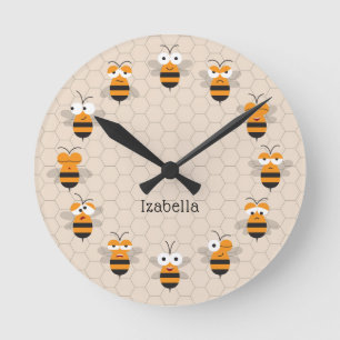 Reloj Redondo Mediano Personalizado Cute Funny Honey Bee Honeycomb