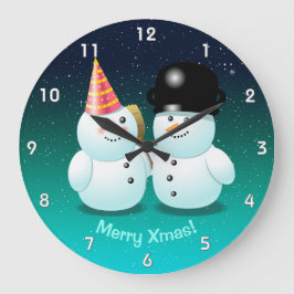 Reloj Redondo Mediano Personalizado Cute Snowmen
