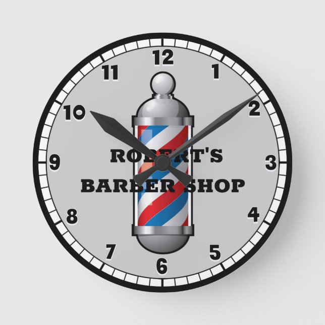 Reloj Redondo Mediano Personalizado de Barber Shop Polo (Anverso)