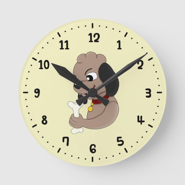 Reloj Redondo Mediano Personalizado de cachorro lindo todo el día (Anverso)