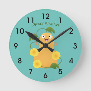 Reloj Redondo Mediano Personalizado de calabaza de calabaza de marihuana