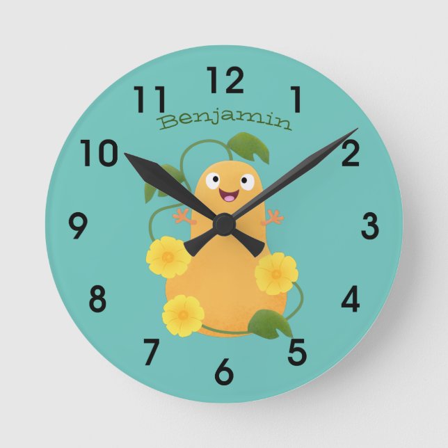 Reloj Redondo Mediano Personalizado de calabaza de calabaza de marihuana (Anverso)