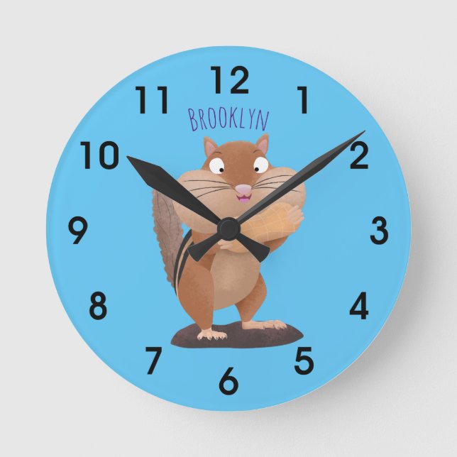 Reloj Redondo Mediano Personalizado de chipmunk de grandes mejillas grac (Anverso)