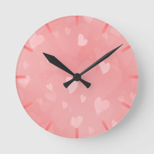 Reloj Redondo Mediano Personalizado de corazón rosa flotante suave