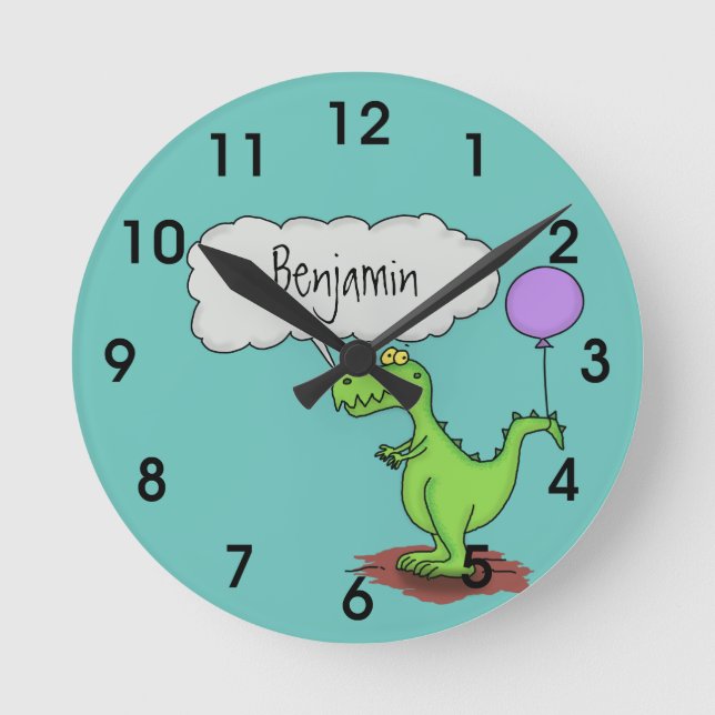 Reloj Redondo Mediano personalizado de dragón gracioso verde y suave (Anverso)