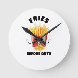 Reloj Redondo Mediano Personalizado De Fries Franceses Cuidados Hoodie &