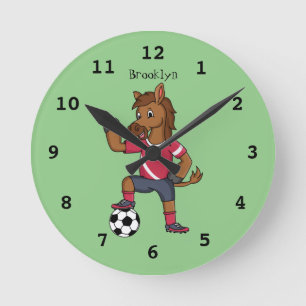 Reloj Redondo Mediano Personalizado de fútbol divertido y divertido