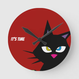 Reloj Redondo Mediano Personalizado de gato negro