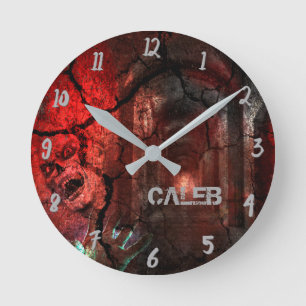 Reloj Redondo Mediano Personalizado de horror Zombie Roja Halloween pers