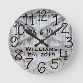Reloj Redondo Mediano Personalizado de Madera Gris Rústico