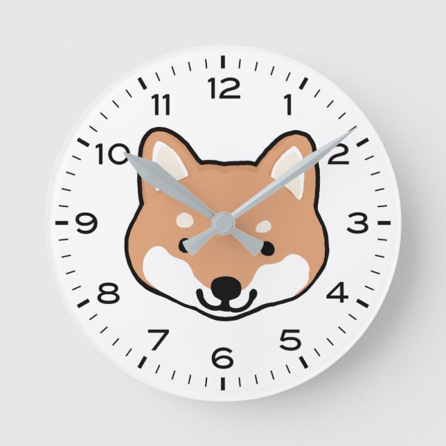 Reloj Redondo Mediano Personalizado de Perro Cute Shiba Inu (Anverso)