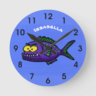 Reloj Redondo Mediano personalizado de pescado piraña