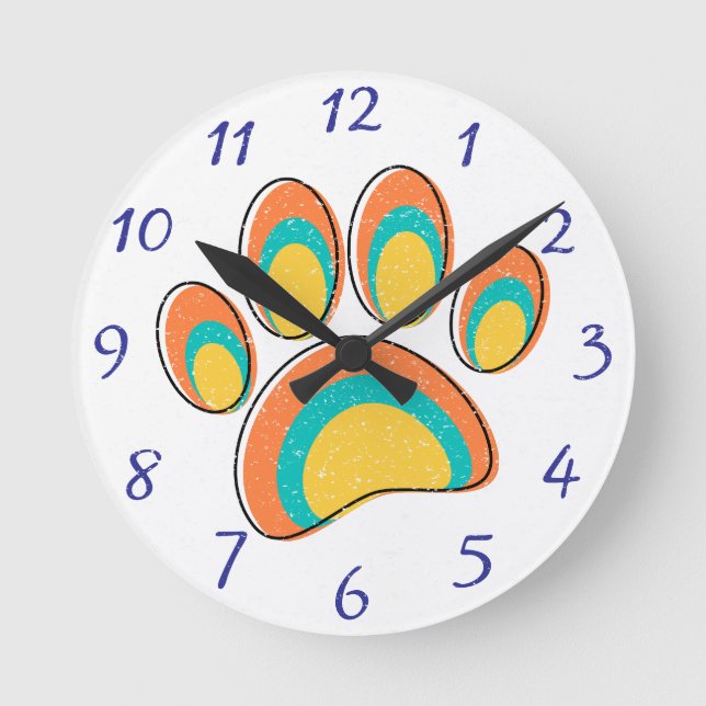 Reloj Redondo Mediano Personalizado de pinturas de perros de arte modern (Anverso)