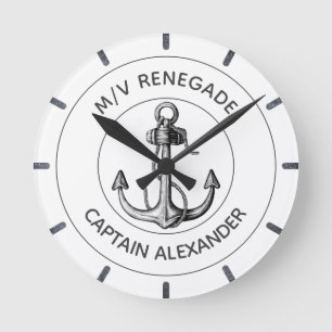 Reloj Redondo Mediano Personalizado de Power Boat de Anchor Náutico