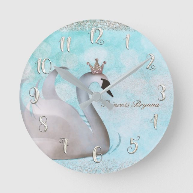 Reloj Redondo Mediano Personalizado de princesa Gold Glitter Boutique (Anverso)