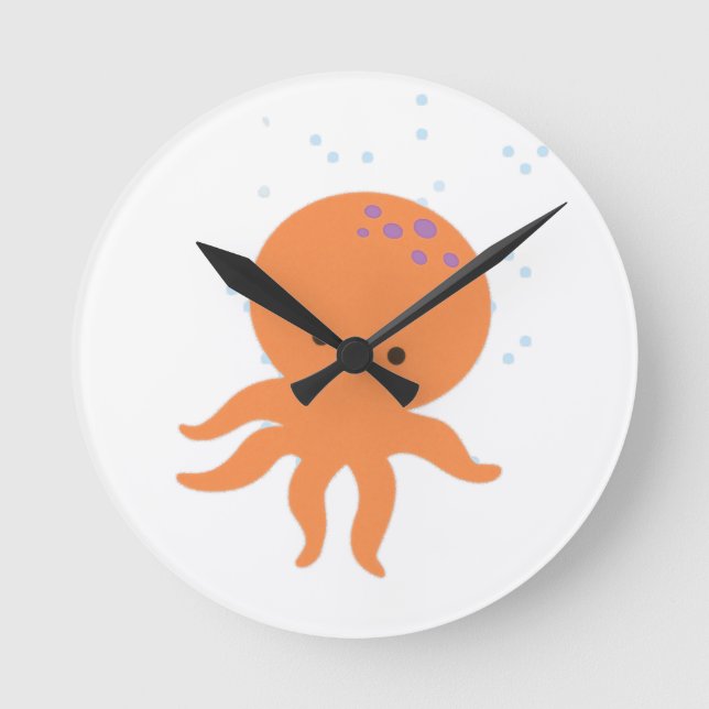 Reloj Redondo Mediano Personalizado de pulpo cutáneo (Anverso)