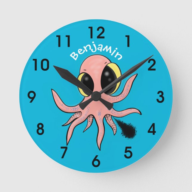 Reloj Redondo Mediano Personalizado de pulpo para bebés, dulce y descara (Anverso)
