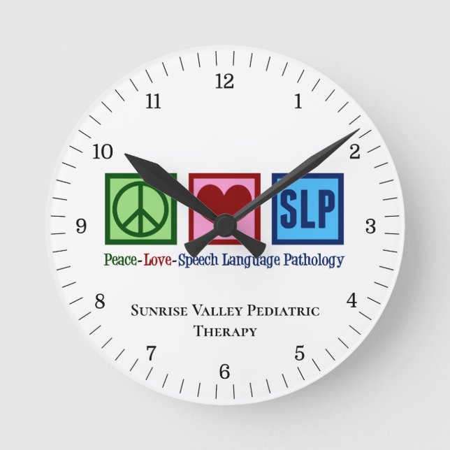 Reloj Redondo Mediano Personalizado de Speech Language Pathology Peace L (Anverso)