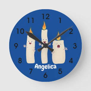 Reloj Redondo Mediano personalizado de trío de velas cantantes