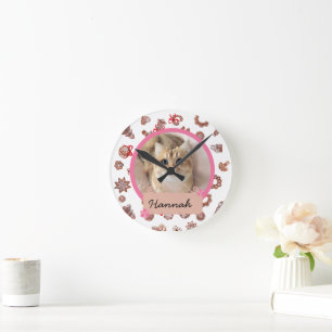Reloj Redondo Mediano personalizado de vacaciones de navidades blancos F
