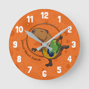 Reloj Redondo Mediano Personalizado del capibara rítmico de gimnasia rít