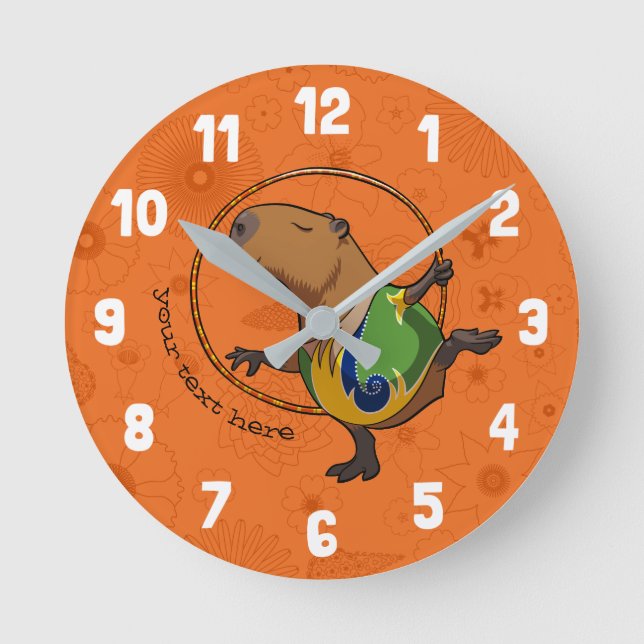 Reloj Redondo Mediano Personalizado del capibara rítmico de gimnasia rít (Anverso)