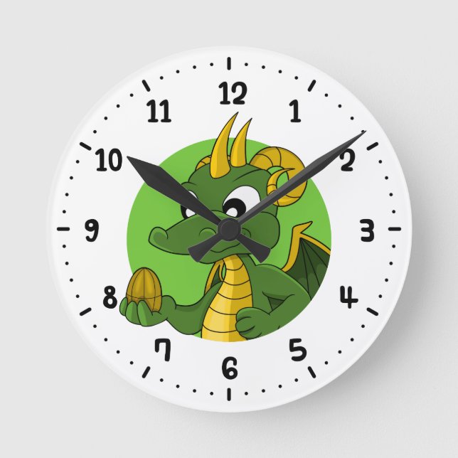 Reloj Redondo Mediano Personalizado del dragón verde (Anverso)