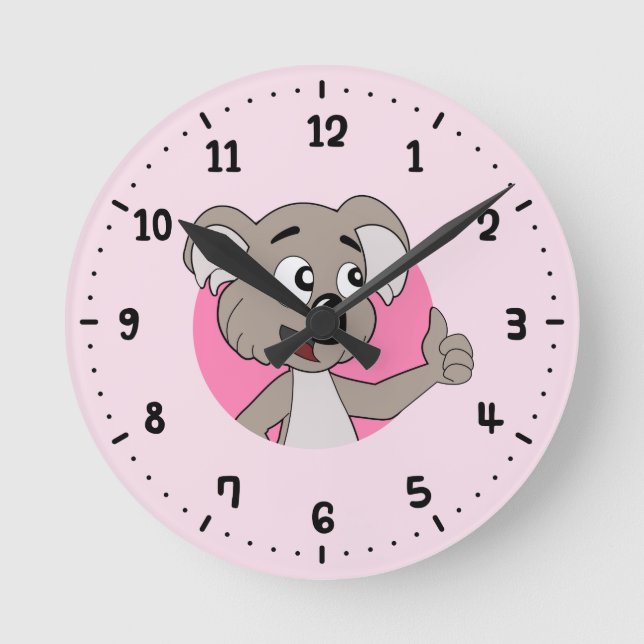 Reloj Redondo Mediano Personalizado del oso Koala las 24 horas (Anverso)