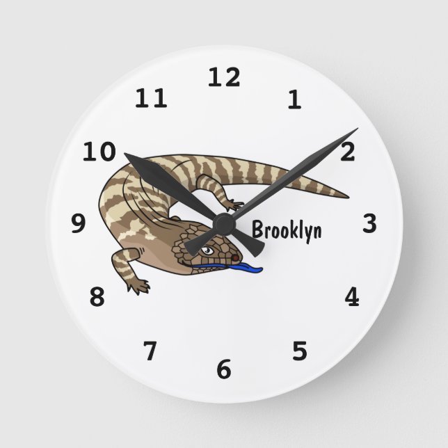 Reloj Redondo Mediano Personalizado del reptil de lagarto de lengua azul (Anverso)
