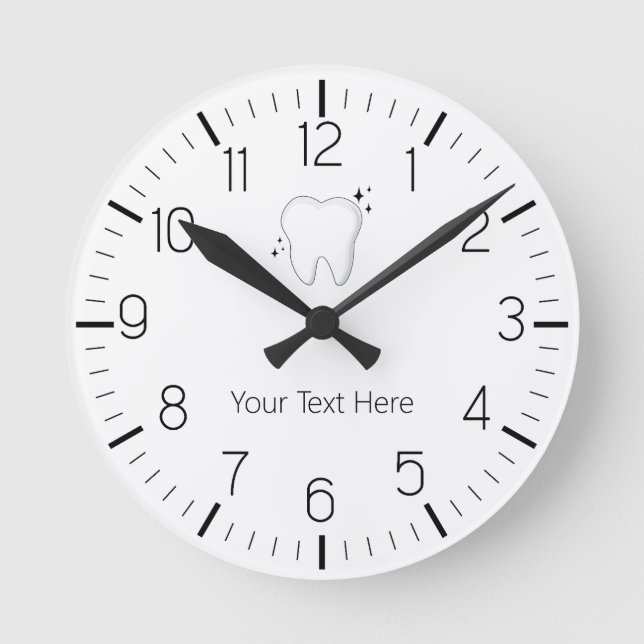 Reloj Redondo Mediano Personalizado Dentist Office Dental White Tooth Cl (Anverso)