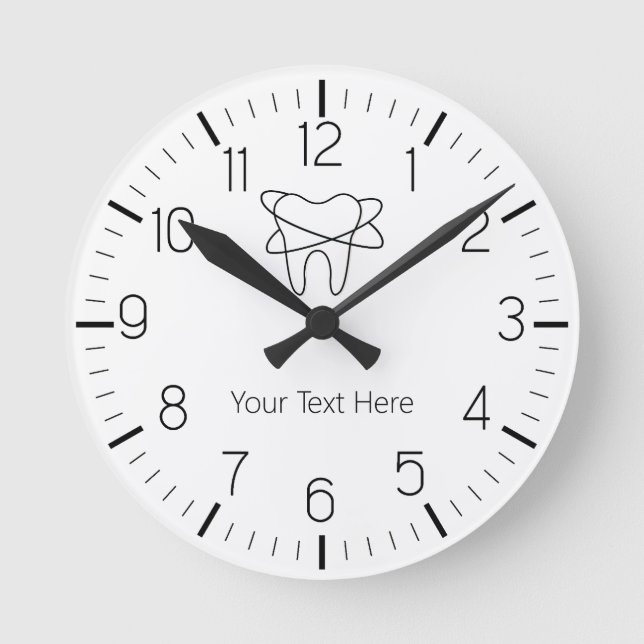 Reloj Redondo Mediano Personalizado Dentist Office Dental White Tooth Cl (Anverso)