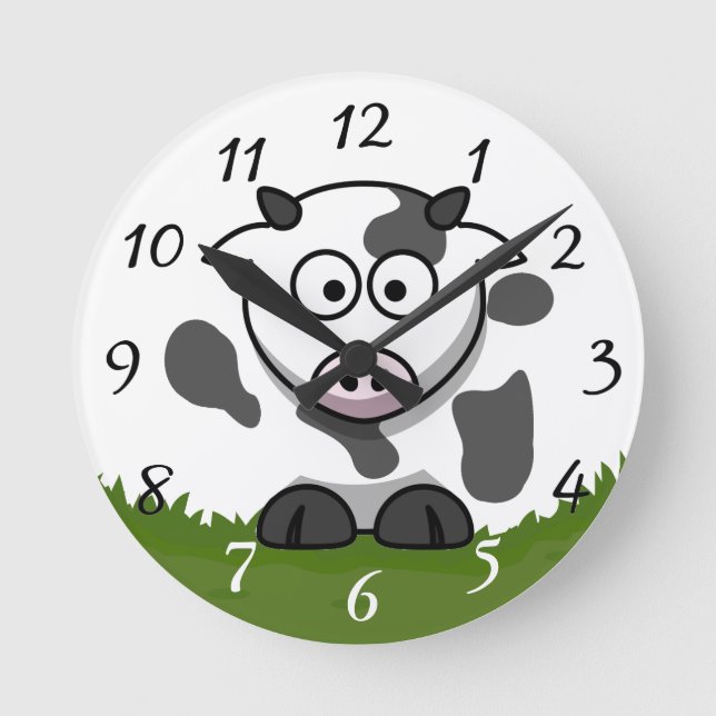 Reloj Redondo Mediano Personalizado divertido Round Cow (Anverso)