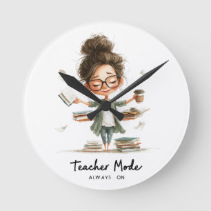 Reloj Redondo Mediano Personalizado educativa con "Modo docente siempre