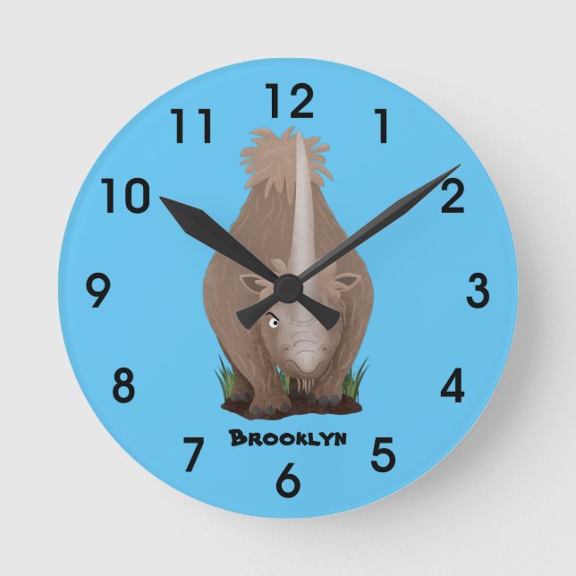 Reloj Redondo Mediano Personalizado elasmotherium rinoceronte (Anverso)