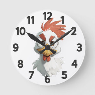Reloj Redondo Mediano Personalizado enojado Cabeza de Pollo