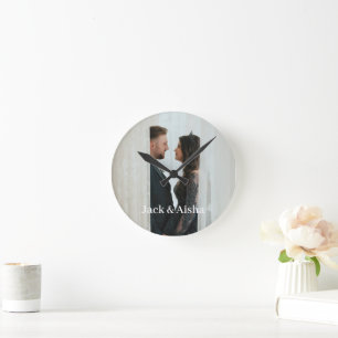 Reloj Redondo Mediano Personalizado Foto y Pareja de nombres Pocket Watc