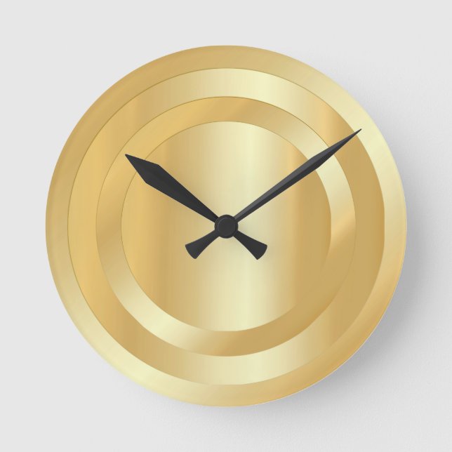 Reloj Redondo Mediano Personalizado Gold parece una plantilla elegante y (Anverso)