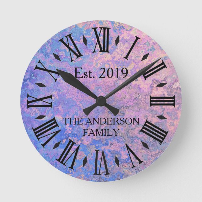 Reloj Redondo Mediano Personalizado Metalizado angustiado de la antigüed (Anverso)