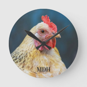 Reloj Redondo Mediano Personalizado Monograma Cierre de Pollo