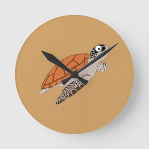 Reloj Redondo Mediano personalizado naranja tortuga