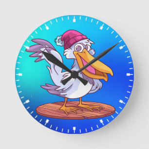 Reloj Redondo Mediano Personalizado Pelican Navidades de mano - Ilustrac