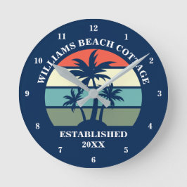Reloj Redondo Mediano Personalizado residencial Blue Beach House Palm Tr