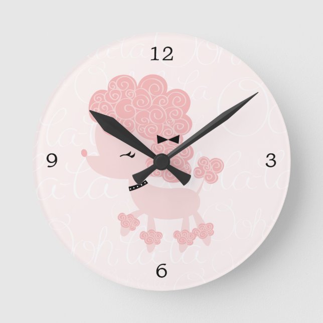 Reloj Redondo Mediano Personalizado Rosa Cutto Francés Poodle (Anverso)