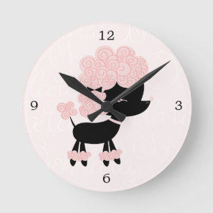 Reloj Redondo Mediano Personalizado Rosa Cutto Francés Poodle