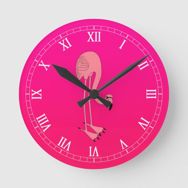 Reloj Redondo Mediano Personalizado rosa Guay Flamingo (Anverso)