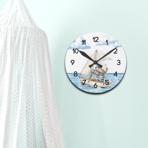 Reloj Redondo Mediano Personalizado Sailor Teddy Bear Nursery