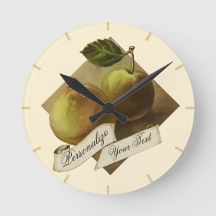 Reloj Redondo Mediano Personalizado Vintage Apples Retro Fruit Old Schoo